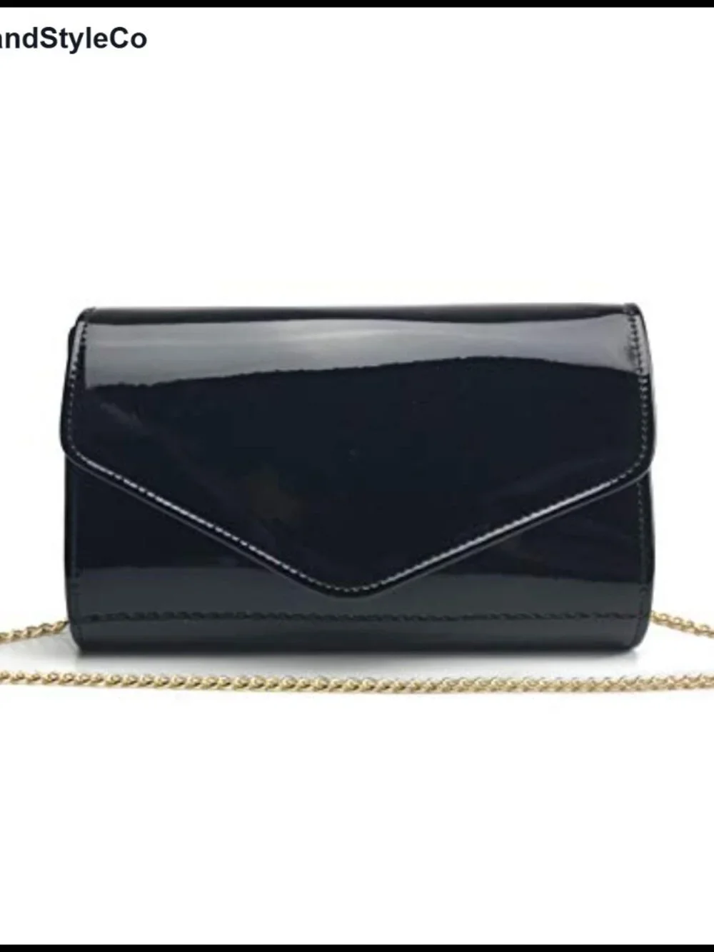 Glossy Envelope Evening Clutch Faux Patent Leather Chain Shoulder Bag